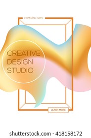 Creative design of poster with bright abstract gradient paint or ink stain.