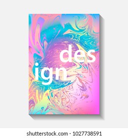 Creative design poster with marbling. Modern marble texture. Paint splash. Colorful fluid for poster, invitation, cover. Trendy style. Vector illustration.