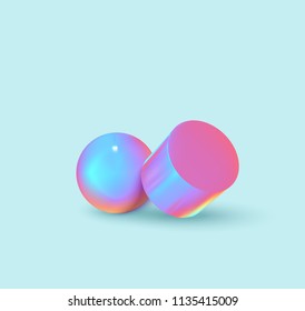 Creative design poster, minimal art trendy vector illustration. Abstract background with shapes 3d. Pattern with geometric figures. Realistic isometric elements of design.