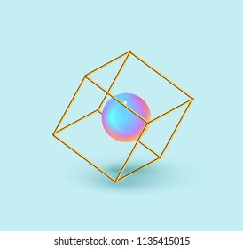Creative design poster, minimal art trendy vector illustration. Abstract background with shapes 3d. Pattern with geometric figures. Realistic isometric elements of design.