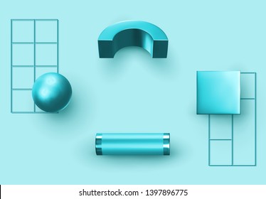 Creative design poster, minimal art trendy vector illustration. Abstract background with shapes 3d. Pattern with geometric figures. Realistic isometric elements of design. stylish cover, brochure.