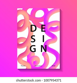 Creative design poster. Modern trendy style abstraction background. Plastic colorful shapes. Abstract geometric poster of liquid color shapes. White background. Vector illustration.