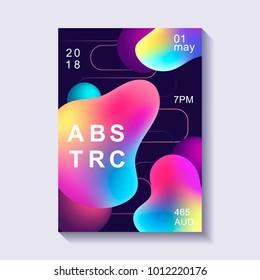 Creative design poster with plastic colorful shapes. Modern style abstraction. Abstract background of liquid color shapes. Fluid shapes composition. Futuristic design cover. Vector illustration.