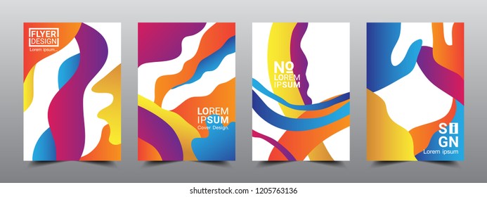 Creative design poster template, Vibrant gradients colors background, 4 set, Vector illustration artwork A4 size.