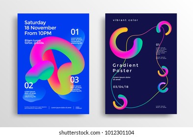 Creative Design Poster With Vibrant Gradients Shapes. Colorful Brigth Backgrounds For Flyer, Cover, Brochure. Vector Template