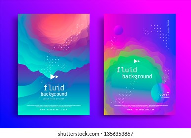 Creative design poster with vibrant gradients colors and fluid shapes. . Colorful brigth liquid form. Vector backgrounds for cover, brochure.