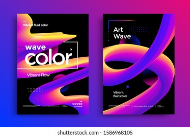 Creative design poster with vibrant gradients colors and fluid shapes. Colorful brigth liquid form. Vector wavy backgrounds for cover, brochure.