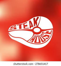 Creative design of power inside steak house silhouette isolated on blur background. Vector illustration