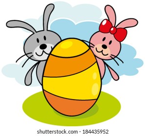 Creative  design of rabbits. Fully editable vector.