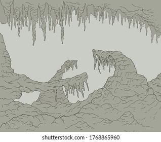 Diseño creativo de la ilustración de la caverna de rock