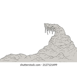 Diseño creativo de la ilustración de la caverna de rock