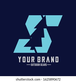Creative design of S shaped logo consist of two curvy line and a star in the middle can be used as sport club logo, company identity, outdoor gear shop