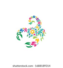 Creative design for scorpio with flower tribal