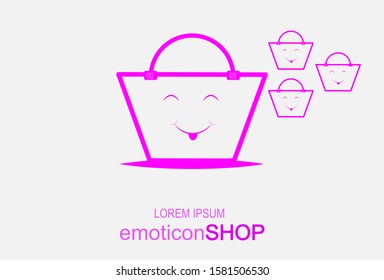 Creative Design Shopping with Emoticon Happy Smile