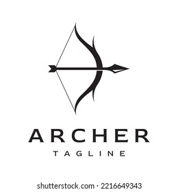 Creative Design Of Silhouette Archer Logo. Vintage Hipster Arrowhead, Arrow And Bow. Arrow For Hunting.