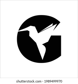 creative design simple logo initial G bird