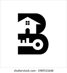 creative design simple logo initial B key and real estate