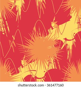 Creative design, star, scribble, confetti seamless vector background.