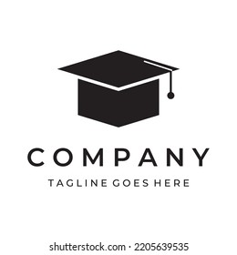 Creative design of student education logo with a sign of a hat, book, pencil or pen. Inspired by graduating students. Logo for universities, education academies and schools.