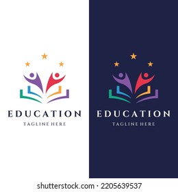 Creative design of student education logo with a sign of a hat, book, pencil or pen. Inspired by graduating students. Logo for universities, education academies and schools.