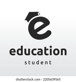 Diseño creativo del logo educativo de los estudiantes con un signo de sombrero, libro, lápiz o pluma. Inspirados por estudiantes graduados. Logo para universidades, academias de educación y escuelas.