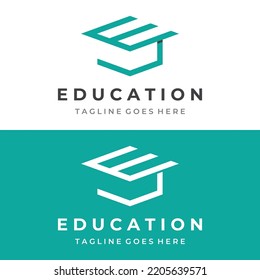 Diseño creativo del logo educativo de los estudiantes con un signo de sombrero, libro, lápiz o pluma. Inspirados por estudiantes graduados. Logo para universidades, academias de educación y escuelas.