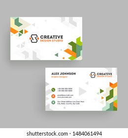 Creative design studio business card or visiting card design in front and back view.