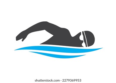 creative design of swimmer pose vector