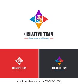Creative Design Team, Multicolor Style Vector Icons, Logos, Sign, Symbol Template
