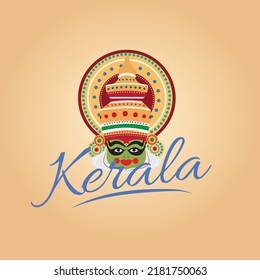 Creative design template for the state of Kerala, India with the illustration of Traditional Dance form.