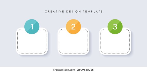 Creative design template for stickers or notes, infographics, step-by-step instructions. Vector illustration