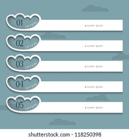 Creative Design template with stylized clouds . Vector website layout