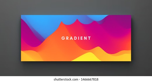 Creative design template with vibrant gradients. 3d vector Illustration for advertising, marketing, presentation. Perspective view. 
