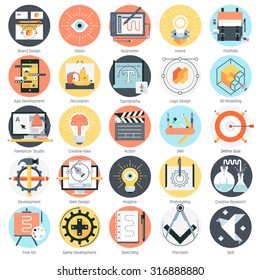 	 Creative design theme, flat style, colorful, vector icon set for info graphics, websites, mobile and print media.