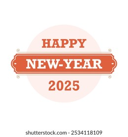 A creative design titled: Happy New Year 2025 Design with Red Banner and Badge