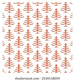 Um design criativo intitulado: Laranja Árvores de Natal Padrão sem emenda para o design de férias