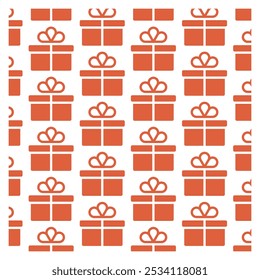 A creative design titled: Orange Gift Boxes Seamless Pattern for Christmas Theme