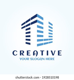 Creative design TU building logo symbol