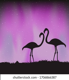Creative design of two flamingos on pink background