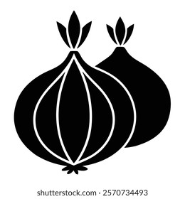 Creative design of two onion silhouettes for icons