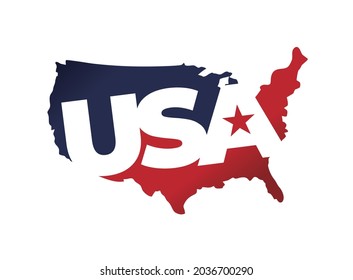 diseño creativo usa palabra y mapa de estados unidos