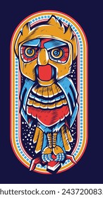 Creative Design Vector Assets of Cartoon Monster Owl Robot