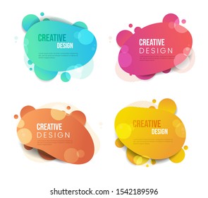 Creative design vector banner templates set. Trendy abstract backgrounds collection with text space. Flamboyant gradient multicolor backdrops with stylish paint bubbles and typography