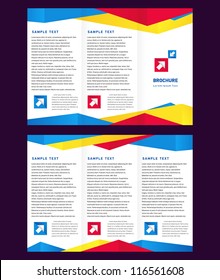 creative design vector brochure Tri-fold Layout Design Template colorful lines squares on white background