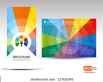 creative design vector brochure Tri-fold Layout Design Template colorful lines on vivid background