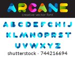 Creative Design vector Font of twisted Ribbon for Title, Header, Lettering, Logo.
Funny Entertainment Active Sport Technology areas Typeface. Colorful rounded Letters and Numbers.