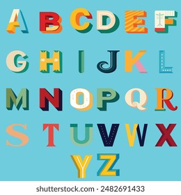 Creative Design vector Font of twisted Ribbon for Title, Header, Lettering, Logo. Funny Entertainment Active Sport Technology areas Typeface. Colorful rounded Letters and Numbers.