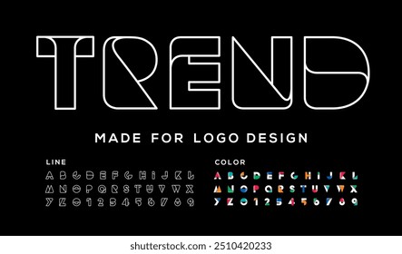 Creative Design vector Font of twisted Ribbon for Title, Header, Lettering, Logo. Funny Entertainment Active Sport Technology areas Typeface. Colorful rounded Letters and Numbers. 