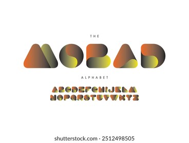 Creative Design vector Font of twisted Ribbon for Title, Header, Lettering, Logo. Funny Entertainment Active Sport Technology areas Typeface. Colorful rounded Letters and Numbers. 