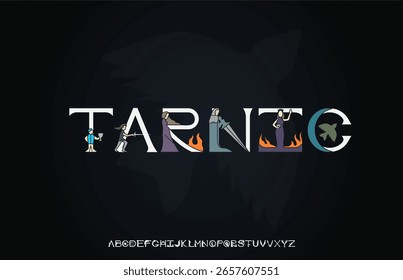 Vector de diseño creativo Fuente de cinta trenzada para título, encabezado, letras, logotipo. Divertido Entretenimiento Deporte Activo Áreas de Tecnología Typeface.